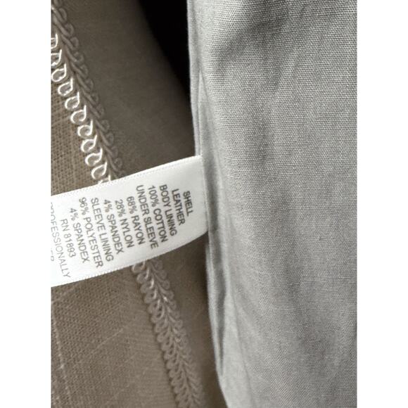 G. I. L. I. Leather Jacket Open Front Drape Cascading Blazer Taupe Gray GILI 6 - Picture 2 of 3